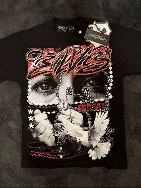 EVIL VICE Rosemary Hands Dove Eyes T-Shirt Black Size Small